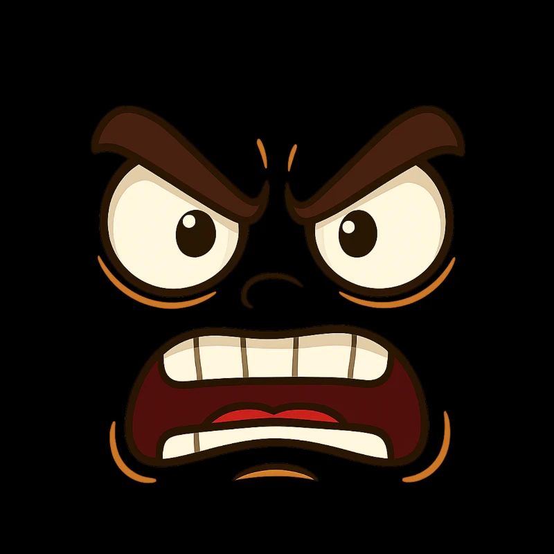 Angry or angry? In any case, a striking face