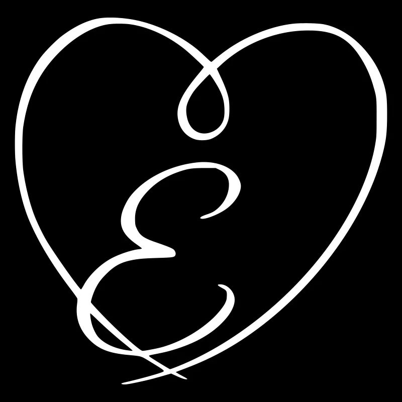 Lettre E Calligraphie Coeur
