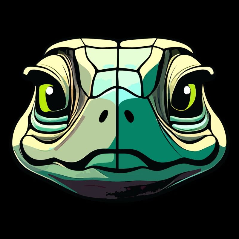 Farbiges Schildkrötengesicht im Cartoon-Stil