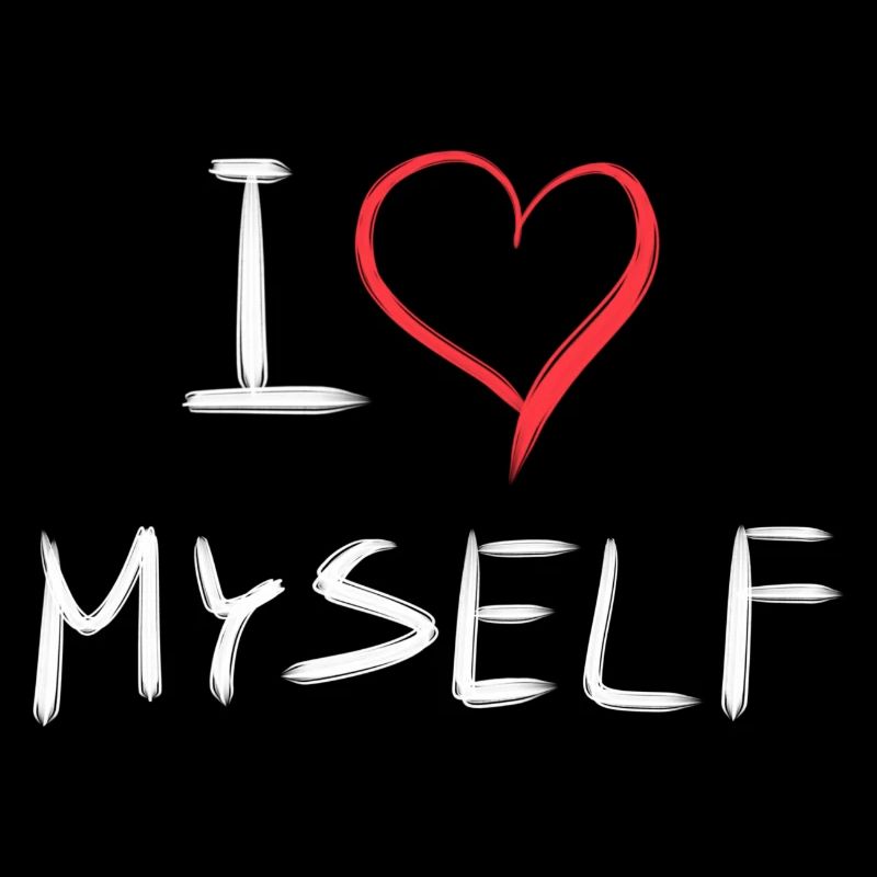 I Love Myself Heart Text