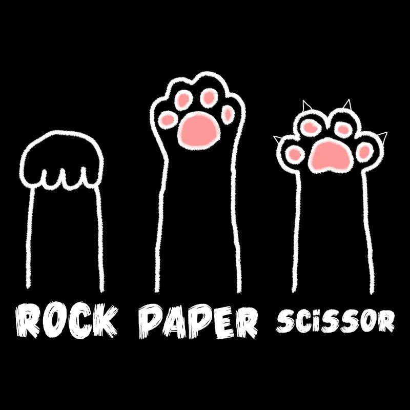 Cute Scissors Stone Paper Cat Paws Funny