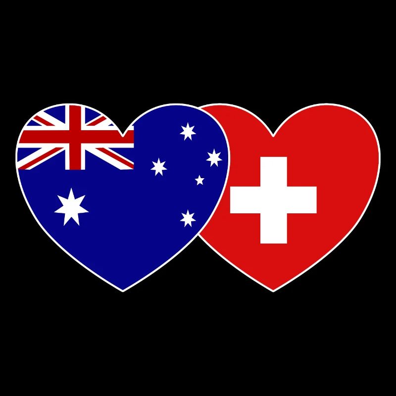 Australien Schweiz Flagge Herz