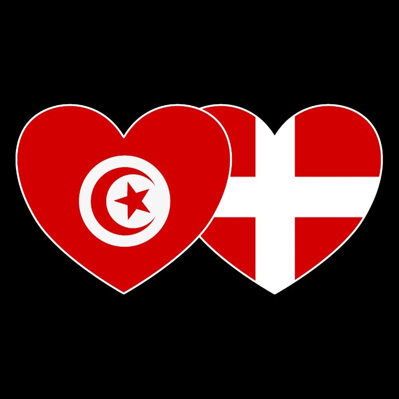 Tunisie Danemark Drapeau Coeur