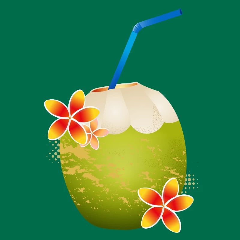 Cocktail de noix de coco décoré avec fleur & paille