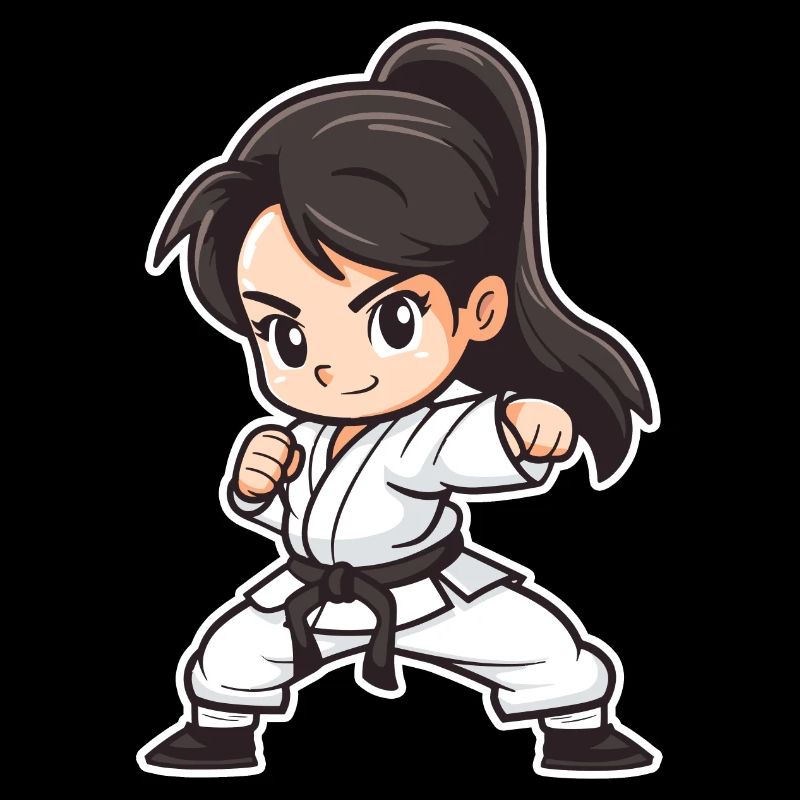 Karate Mädchen Cartoon Stil