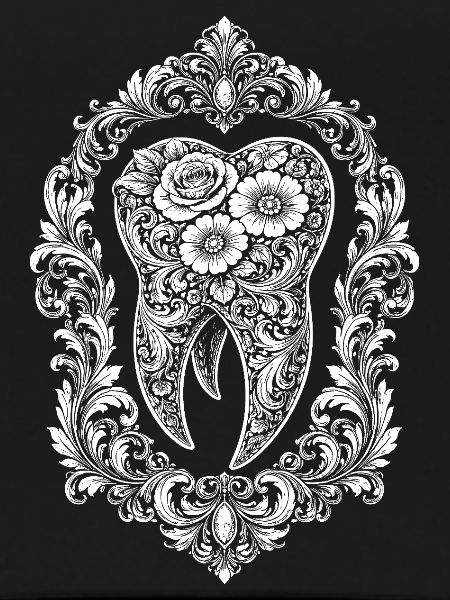 Baroque tooth design in frame