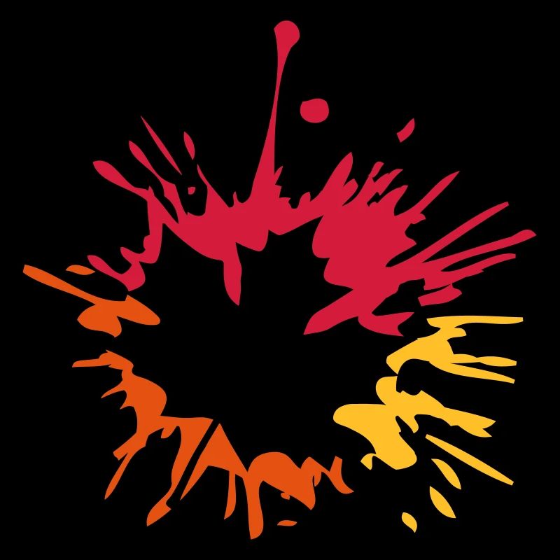 colorful blob drop paint splatter maple leaf he