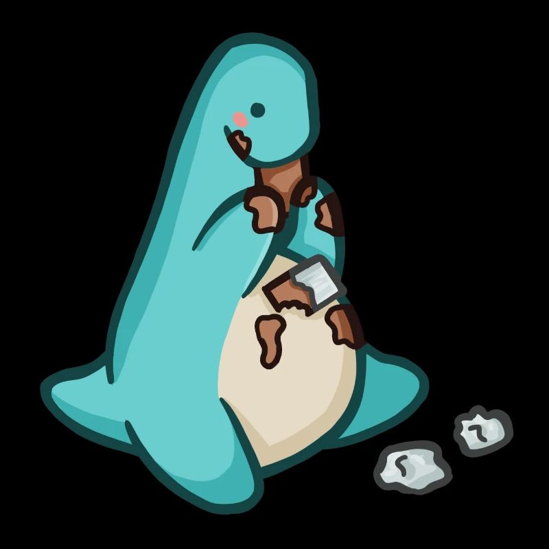 hugadino dino eats chocolate, cute dinosaur