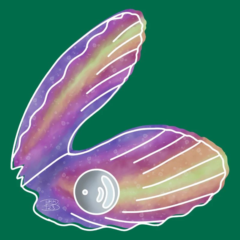 « Shell with Pearl », Boho Line Art Design, Shells