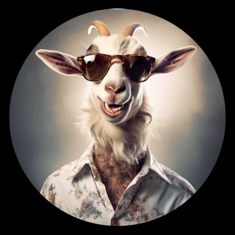 Une chèvre hipster joyeuse profite de la vie