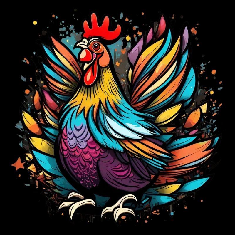 Colorful Hen Chickens Graffiti
