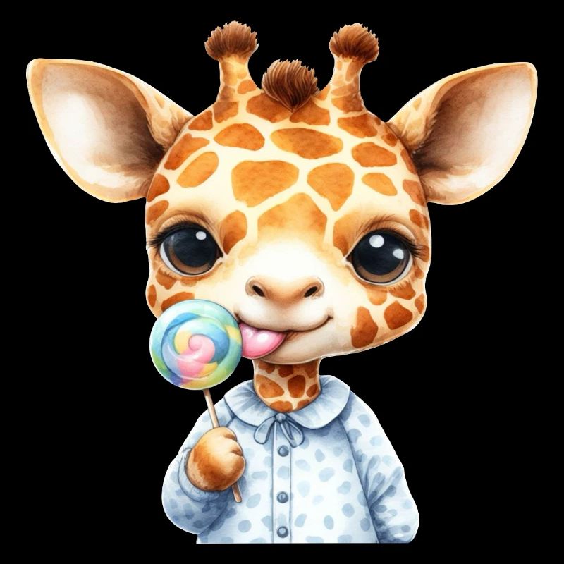Giraffe child with lollipop