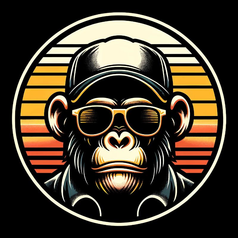 Cooler Schimpanse mit Sonnenbrille und Basecap