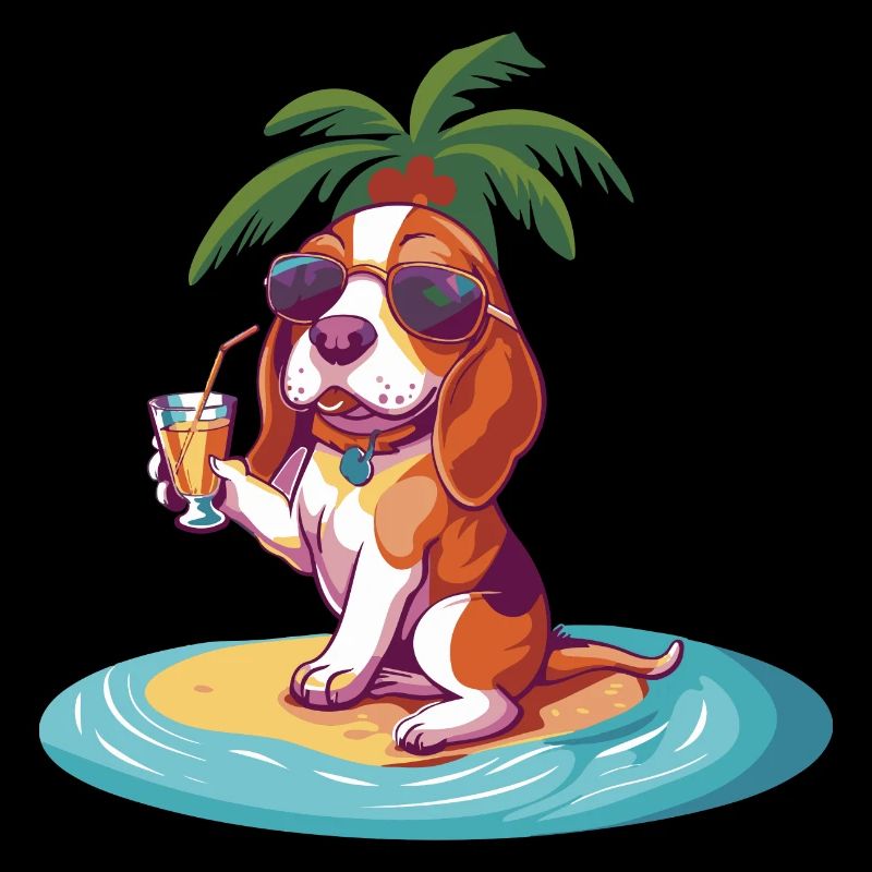 Beagle Dog Summer Beach Comic