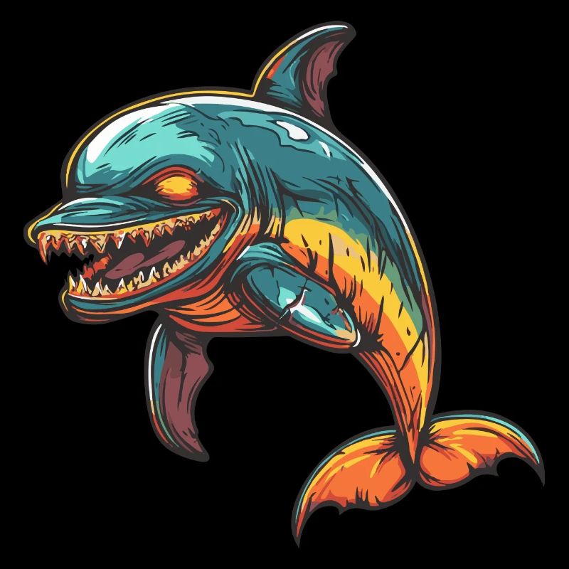 Delfin Halloween Comic Lustig
