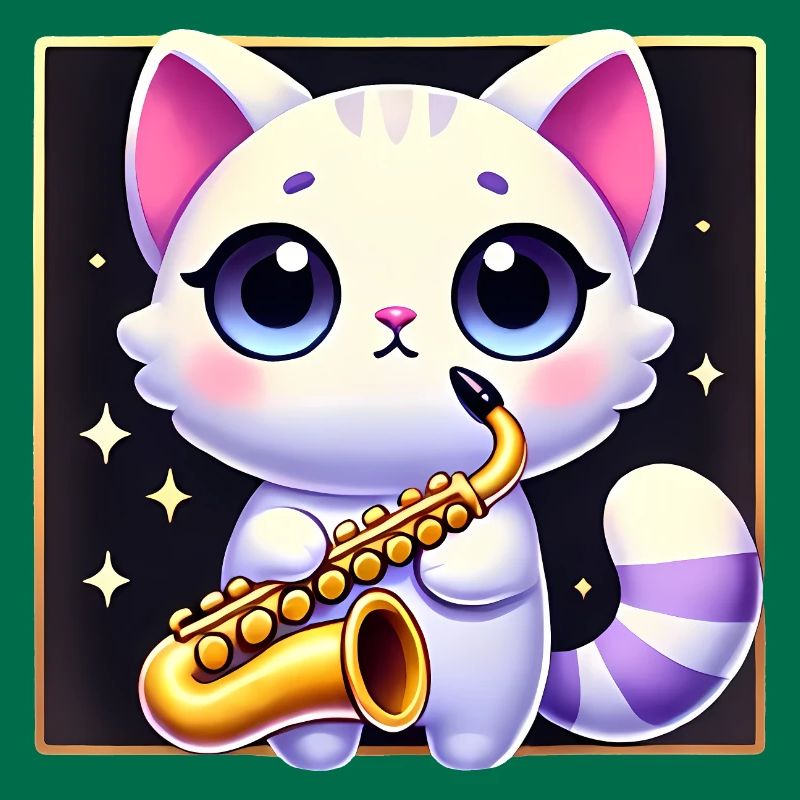 Conception de dessin animé de chat de saxophone mignon