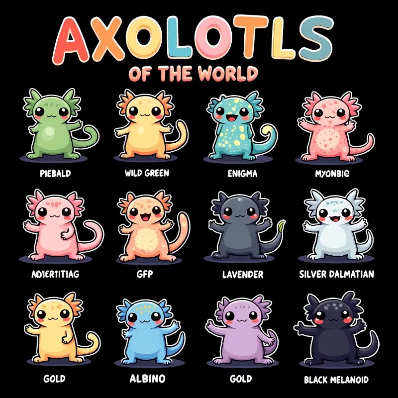 Axolotls du monde Kawaii Types d’axolotls
