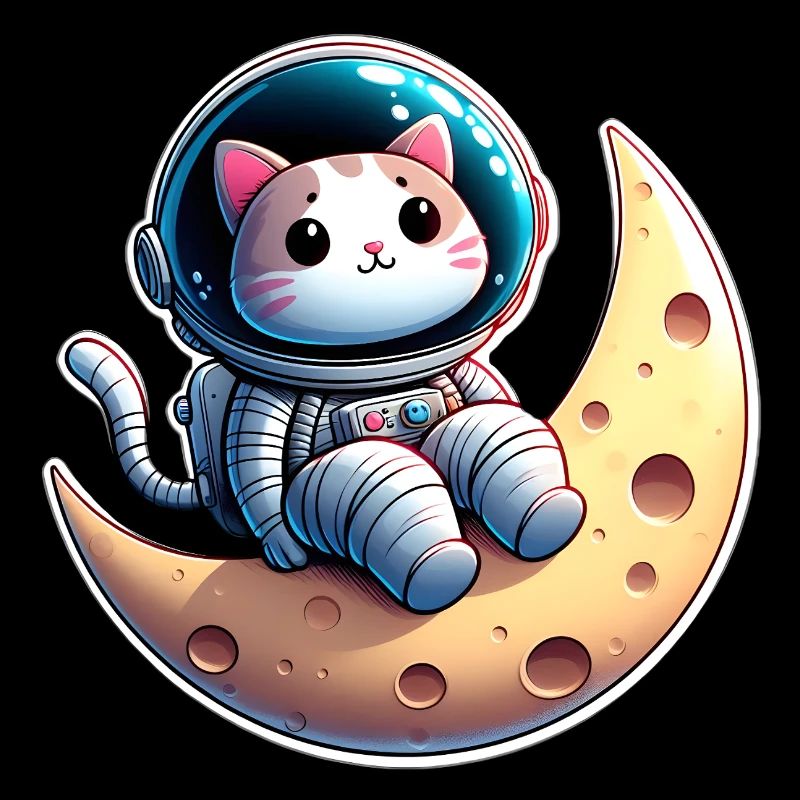 Chat astronaute mignon sur la lune