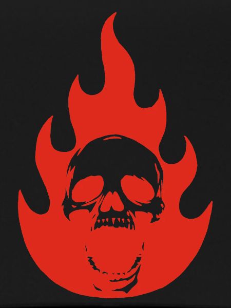 Skull and red flame