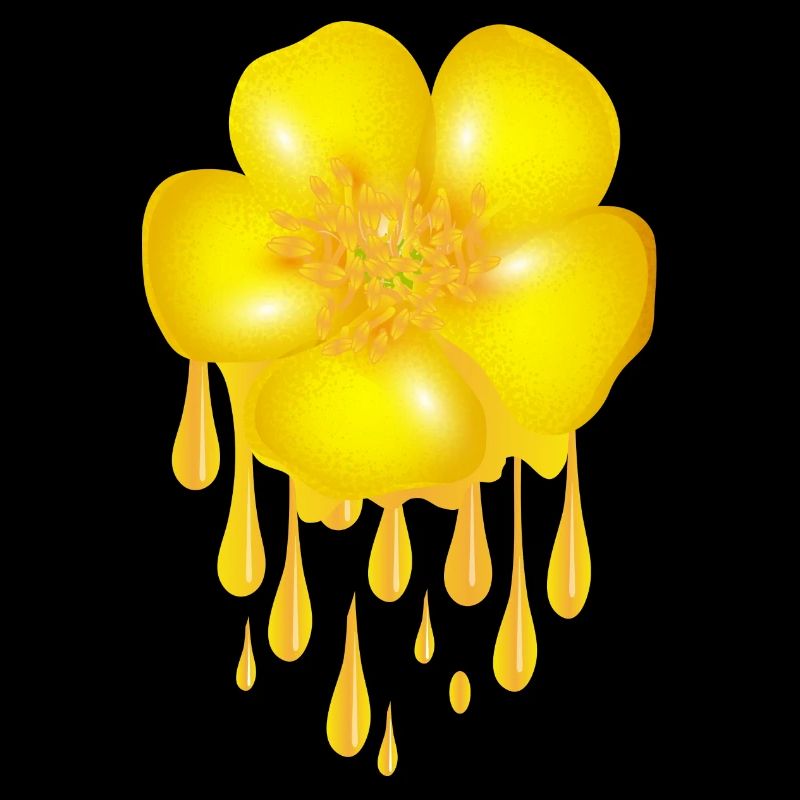 bright yellow buttercup with dripping effect