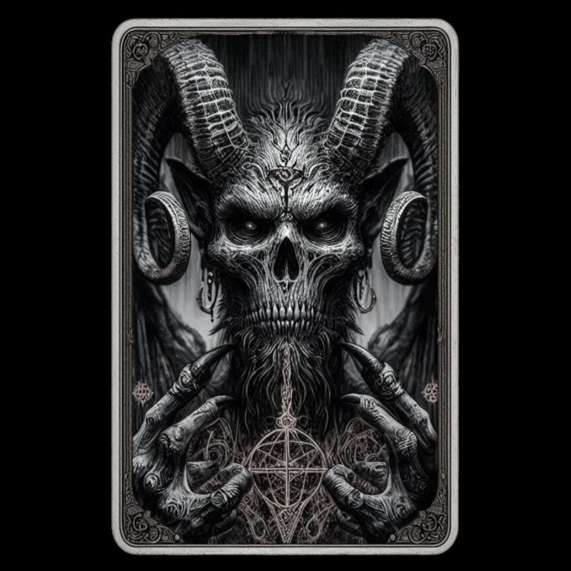 Dämon mit Hörnern und Pentagramm