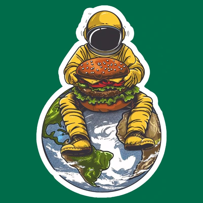Un astronaute est heureux de son hamburger dans l’espace