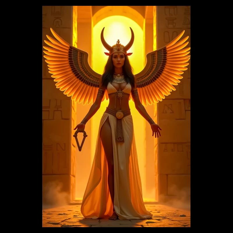 Isis, winged goddess with solar disk