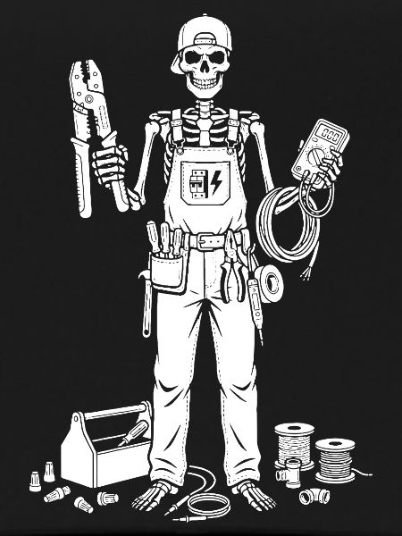 Skeleton Electrician with Toolkit