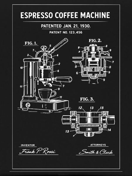 Espresso Machine Blueprint Sketch