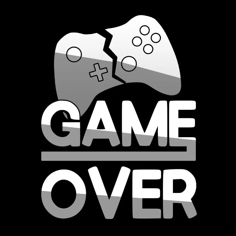 GAME OVER (White) + Controller - Gaming