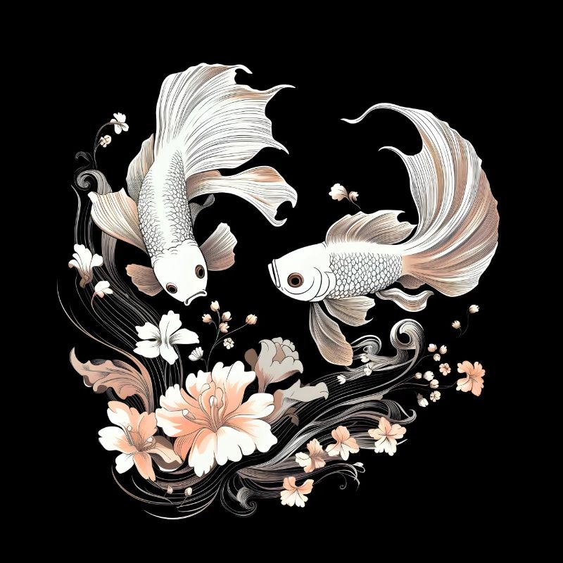 Poisson combattant et fleurs / Betta fish flowers