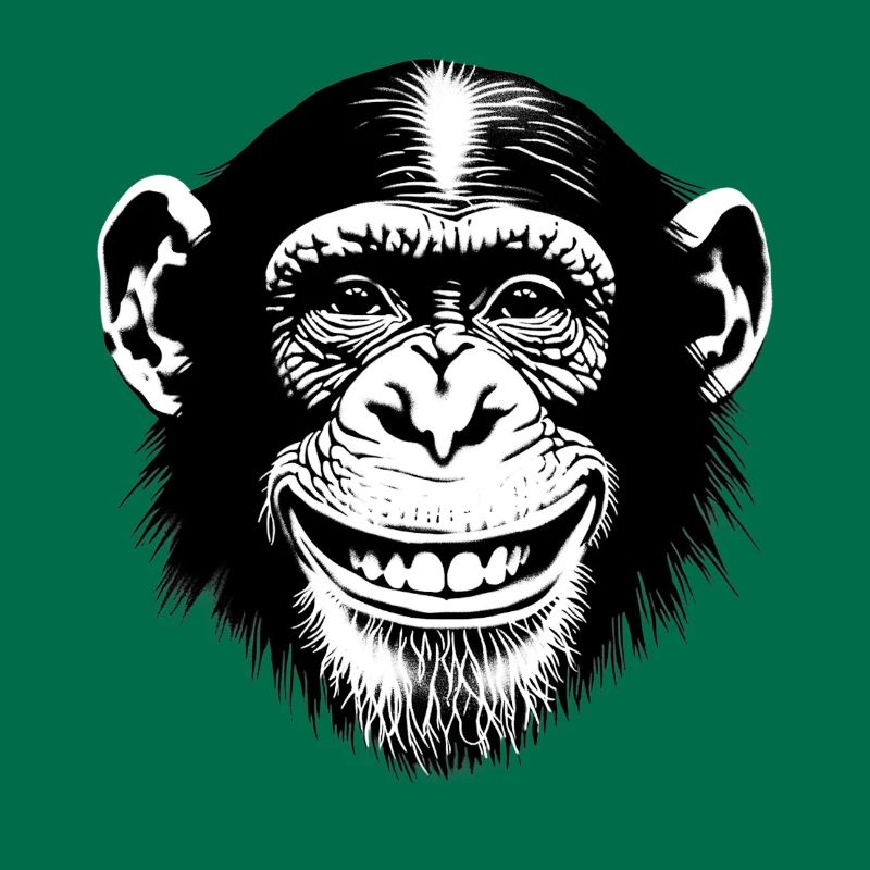 Laughing monkey chimpse rejoices