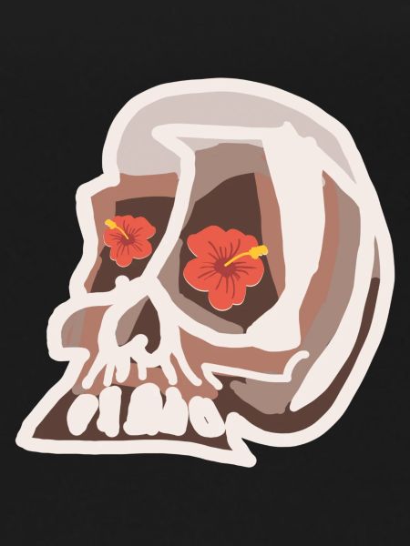 Skull with Hibiscus Flowers