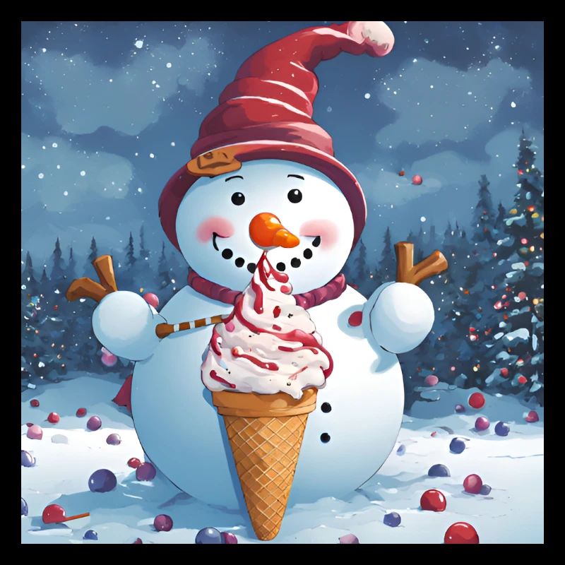 Snowman with icecream