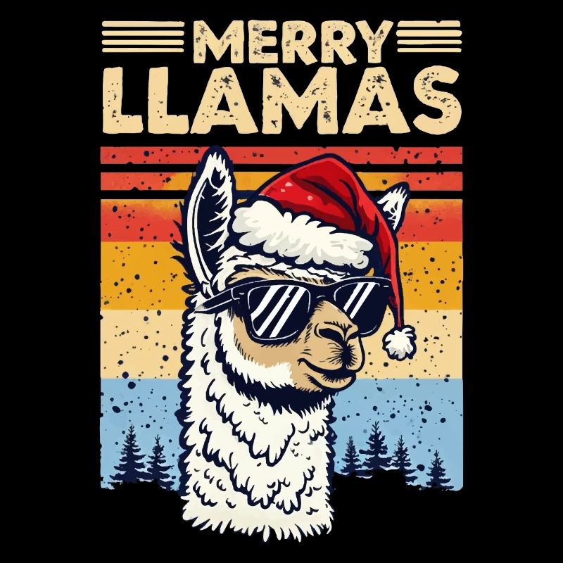 Lama cool avec lunettes de soleil et chapeau de Noël