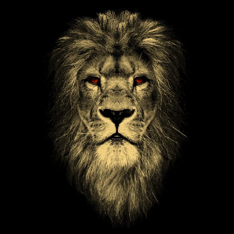 Cool lion with red eyes - Strength Courage Pride