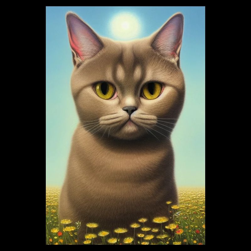 Chat mignon dans le champ de fleurs