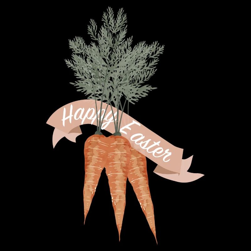Trois carottes dans le bouquet avec une bannière de joyeuses Pâques