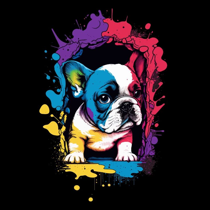 Mignon chiot bouledogue français coloré