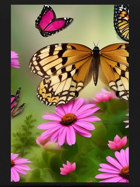 Fleurs et papillon