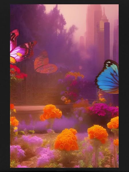 Fleurs et papillon