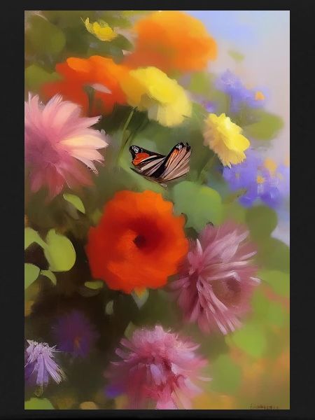 Fleurs et papillon