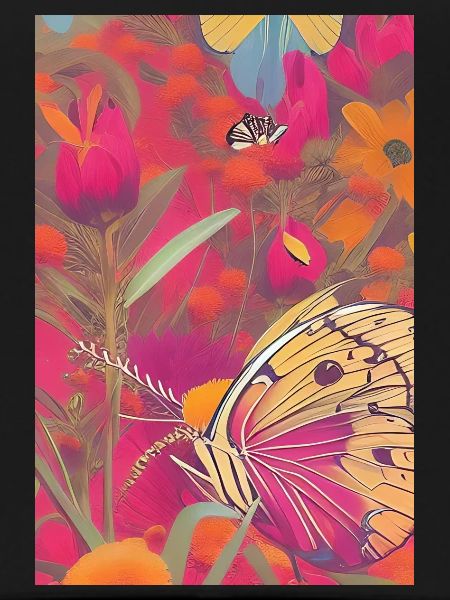 Fleurs et papillon