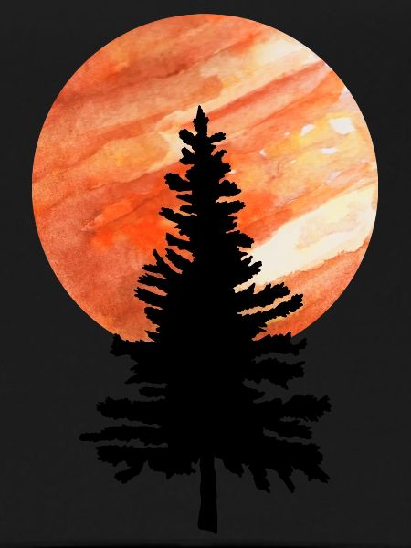 Pine tree and moon