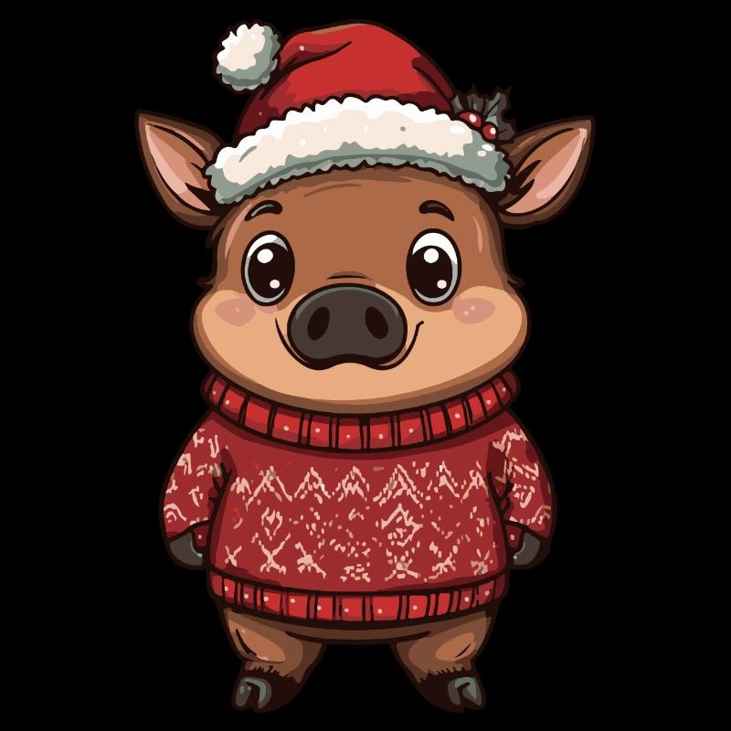 Cochon Noël Comique Sanglier