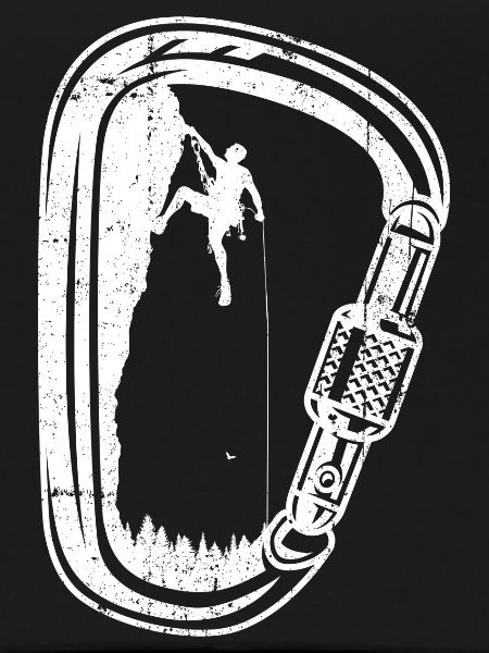 Kletterer-Silhouette im Karabiner