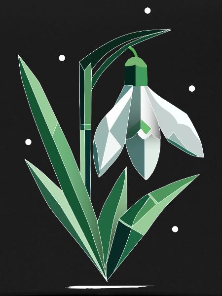 Delicate Polygonal Snowdrop Illustration