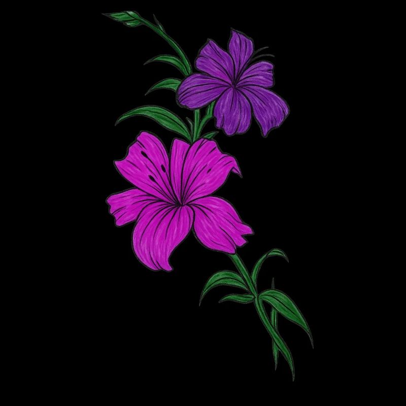 Œuvre d’art florale - Fleur violette dessinée à la main