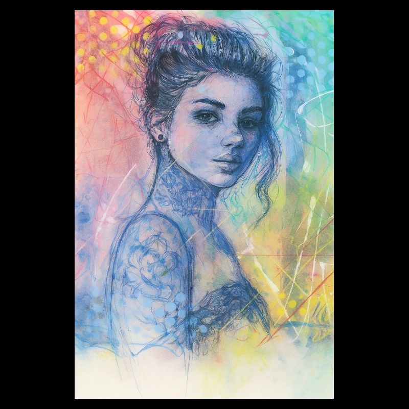 Frau Pop Regenbogen omikly Tattoo Arm Schädel Graf