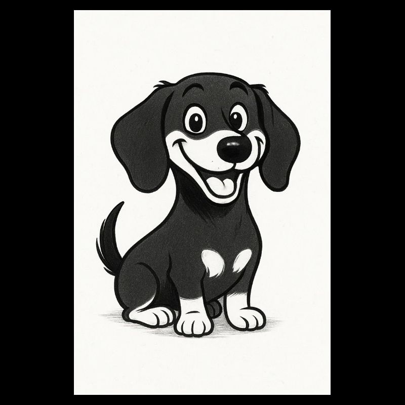 Happy dachshund black and white